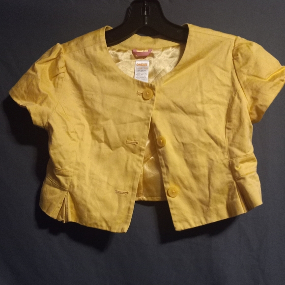 EUC Gymboree Spring Dressy Girls 10/12  Yellow Cropped Jacket - Picture 1 of 8